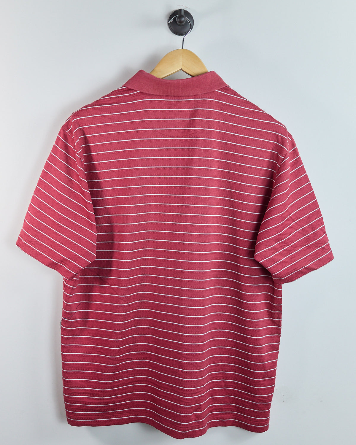 00s Nike Golf Tiger Woods Red/White Horizontal Striped Polo (L)