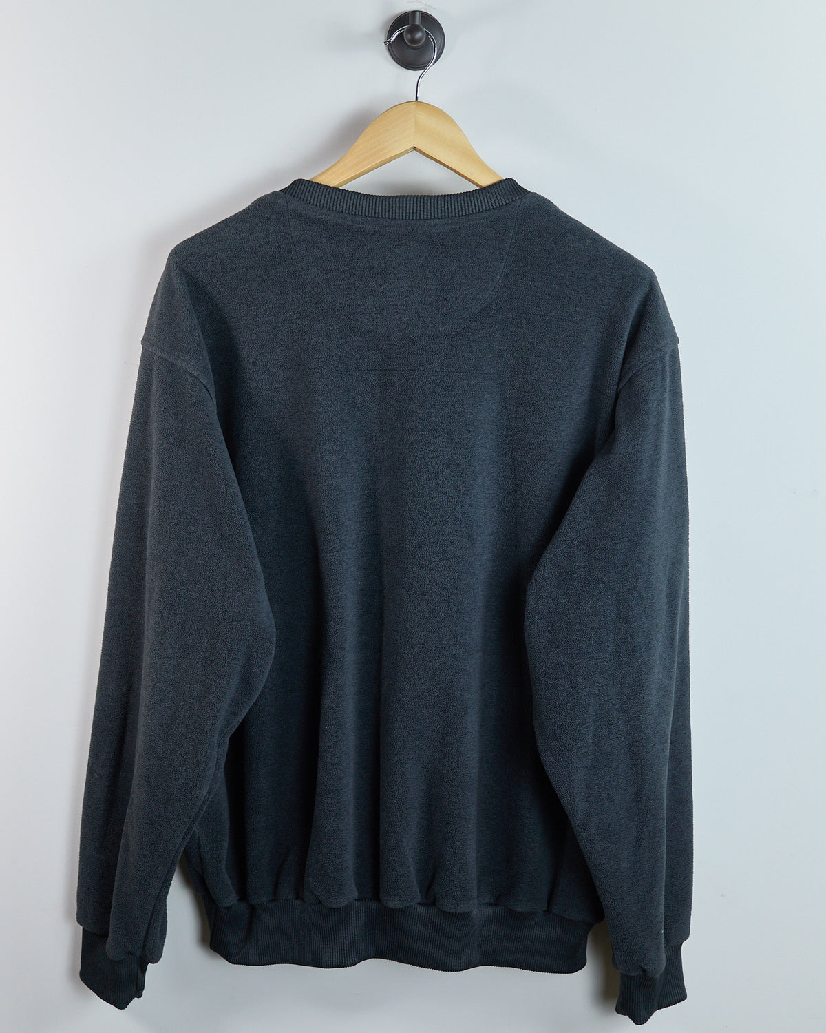 Late 80s to early 90s Nike Golf Grey Black V Neck Fleece Jumper (L)