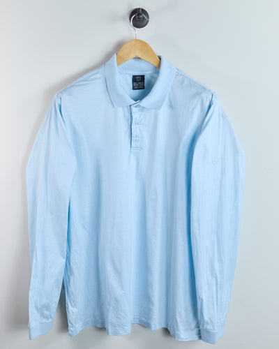 Early 00s Nike Golf Shield Logo Baby Blue Long Sleeve Polo (L)