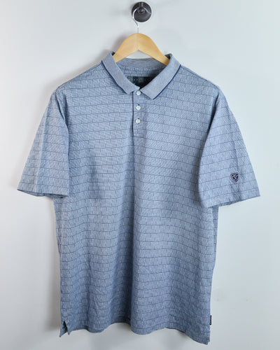 90s Nike Golf Shield Logo Blue/White Pattern Polo (XL)