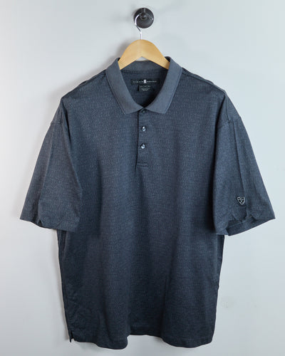 90s Tiger Woods Nike Golf Shield Logo Grey/Black Polo (XL)