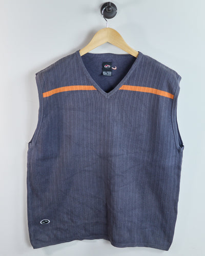 90s to Early 00s Nike Golf Tiger Woods Yin Yang Grey/Orange V Neck Vest (L)