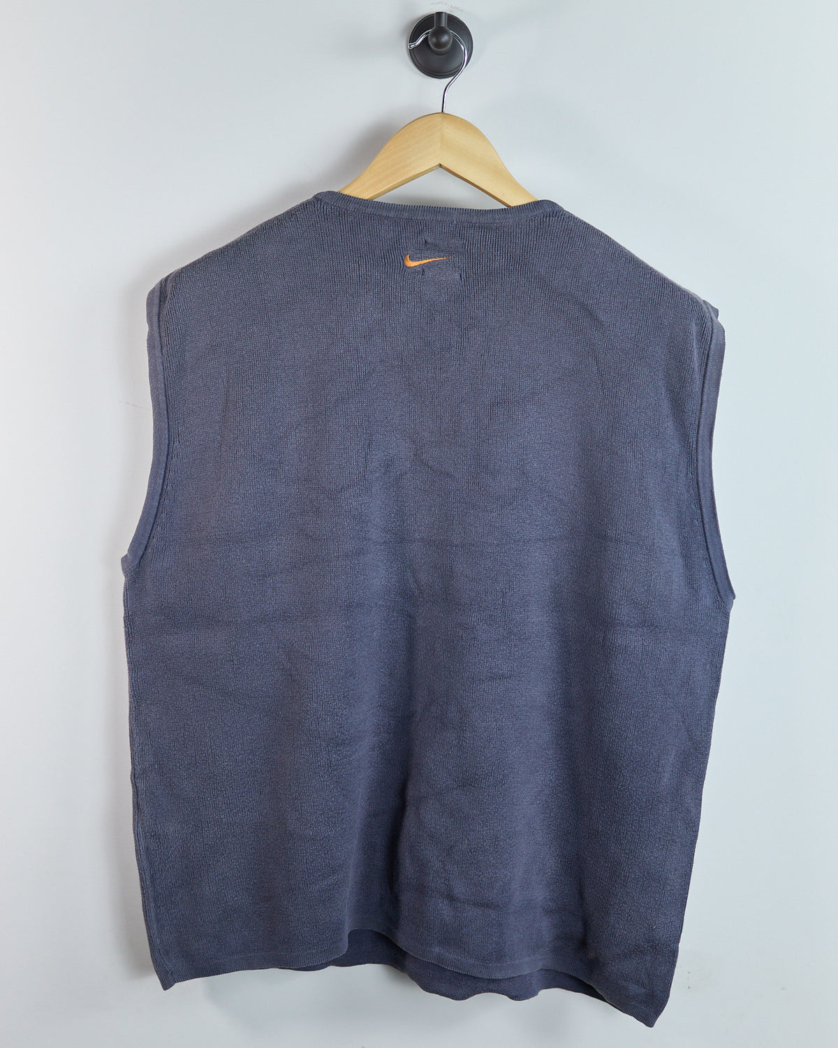90s to Early 00s Nike Golf Tiger Woods Yin Yang Grey/Orange V Neck Vest (L)