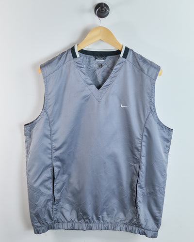 Early 00s Nike Golf Shield Logo Mid Grey Pattern Windbreaker Gilet (L)