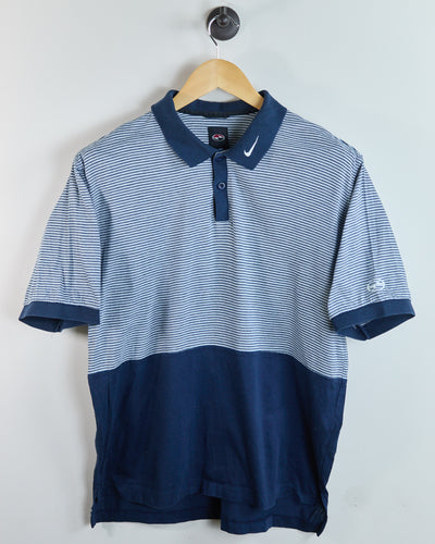 90s Nike Golf Tiger Woods Yin Yang Blue/Navy Stripe Pattern Polo (XL)