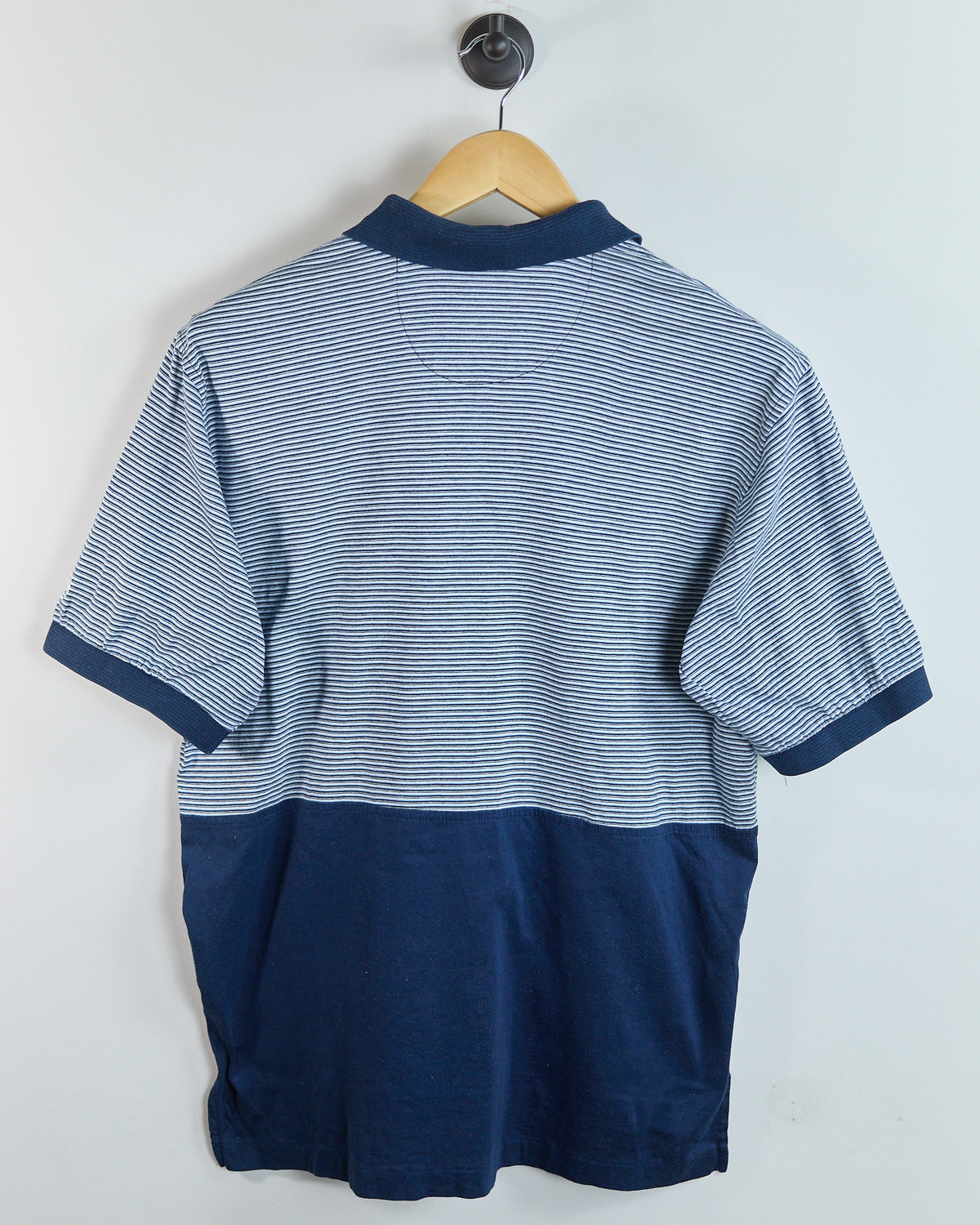 90s Nike Golf Tiger Woods Yin Yang Blue/Navy Stripe Pattern Polo (XL)