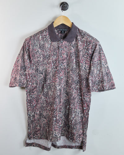 80s to early 90s Nike Golf Swoosh Burgundy Pattern Polo (M)
