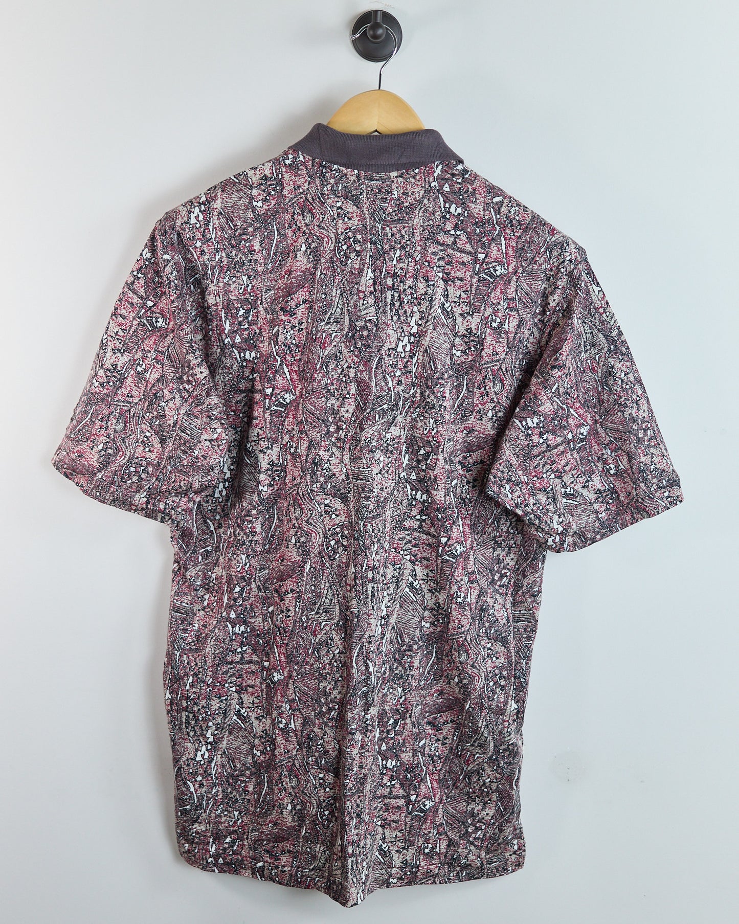 80s to early 90s Nike Golf Swoosh Burgundy Pattern Polo (M)