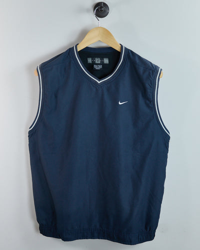 90s Nike Golf Shield Logo Blue V Neck Windbreaker Vest (M)