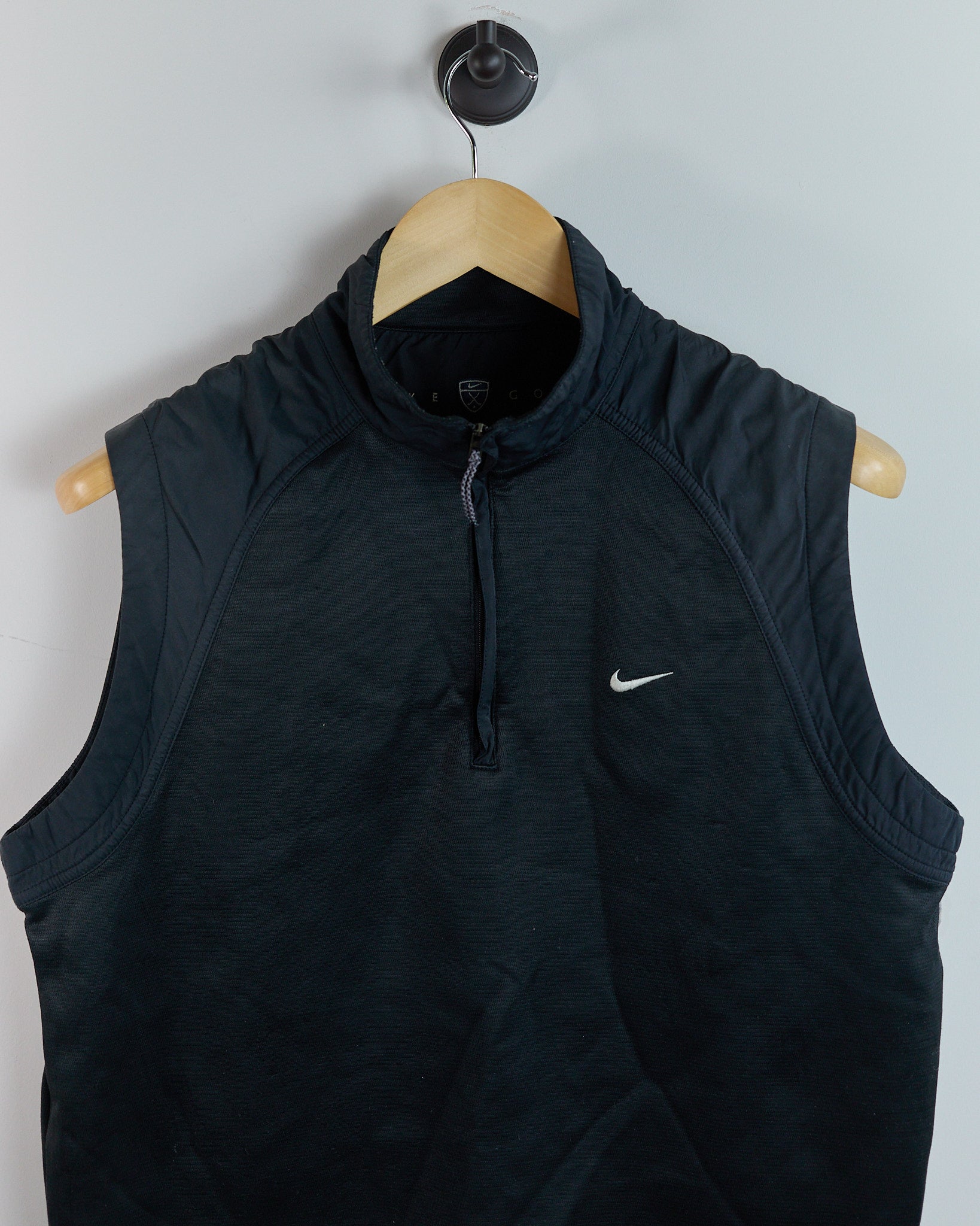 メンズウェア 90s NIKE GOLF NYLON VEST BLACK OLD VTG 90s Nike Golf Black Quarter Zip Windbreaker Vest (M) | Rules of