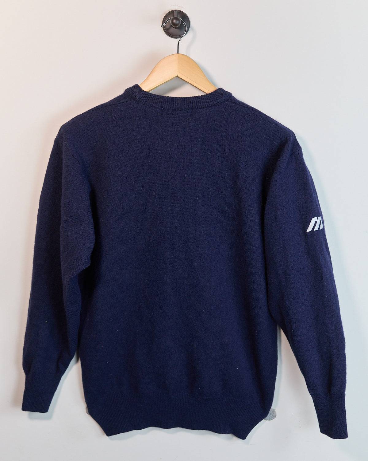 Early 90s Mizuno Golf Navy/White Long Sleeve Crew Neck Jumper (L, smaller)