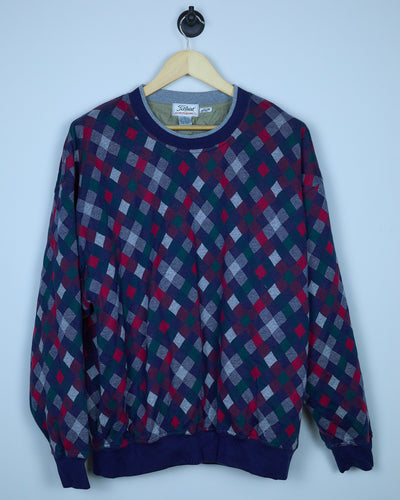 Early 90s Titleist x Corbin Blue Red Checkered Pattern/Red Windbreaker Jumper (