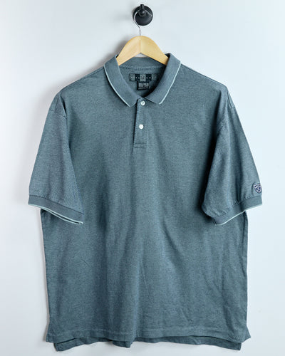 00s Nike Shield Logo Grey/Navy Blue Chequered Polo (XL)