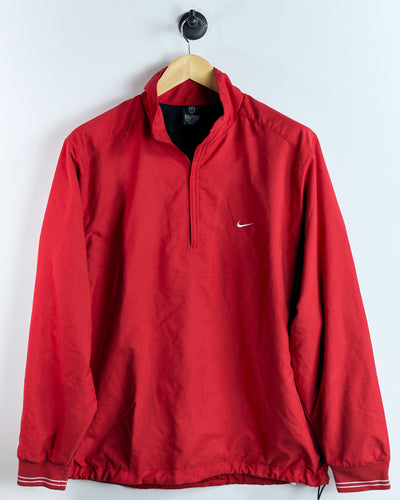 90s Nike Shield Logo Red Quarter Zip Long Sleeve Windbreaker (L)