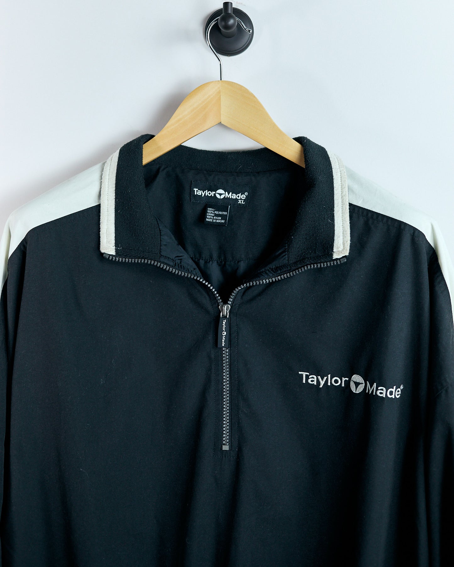 90s TaylorMade Black/White Quarter Zip Windbreaker Jacket (XL)