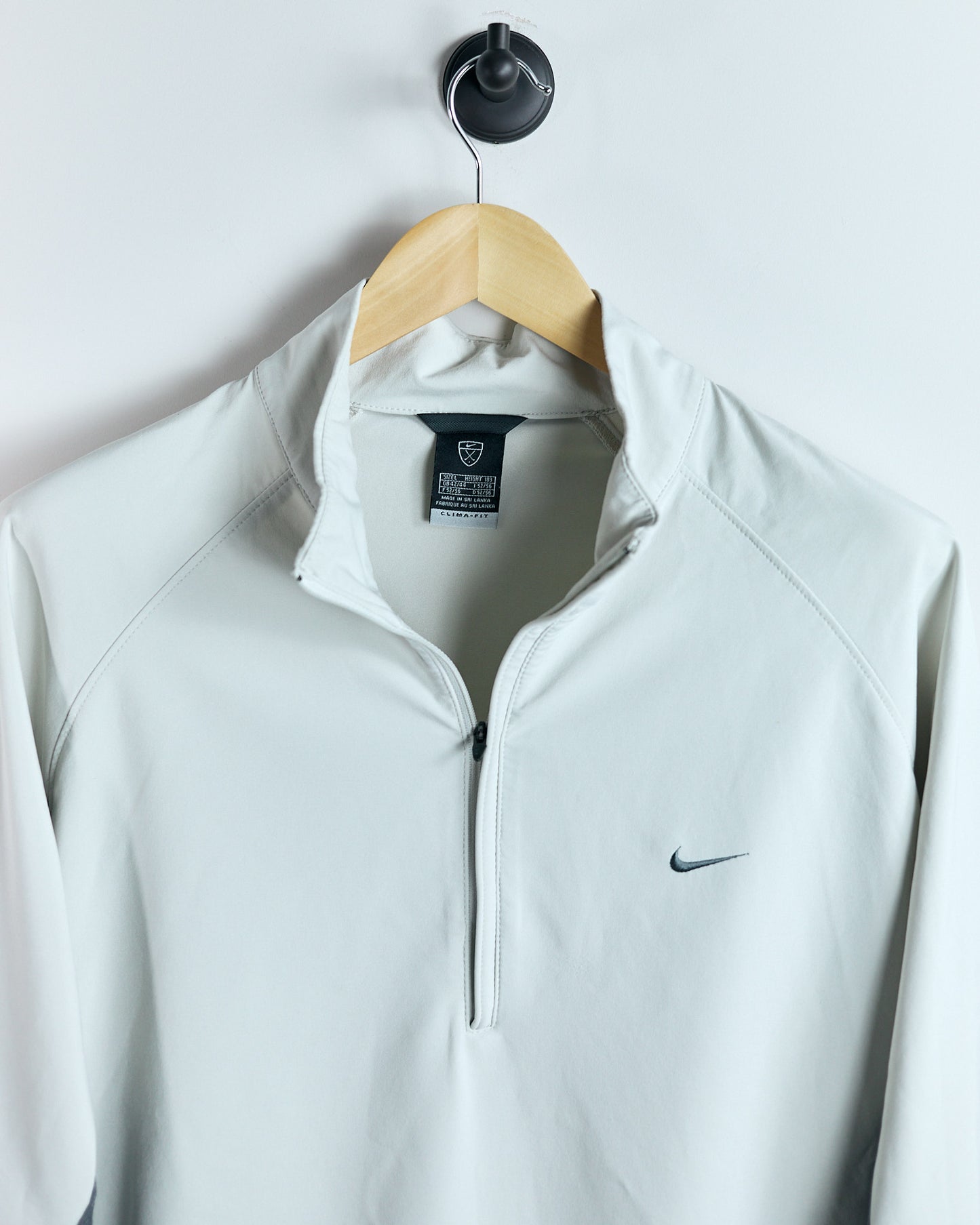 00s Nike Shield Logo Cream Quarter Zip Clima-Fit Windbreaker Jacket (L)