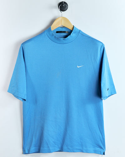 90s Tiger Woods Nike golf Baby Blue mock neck Dri-Fit T-Shirt (M)