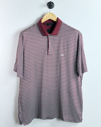 90s Tiger Woods Red/White Striped Polo (L)