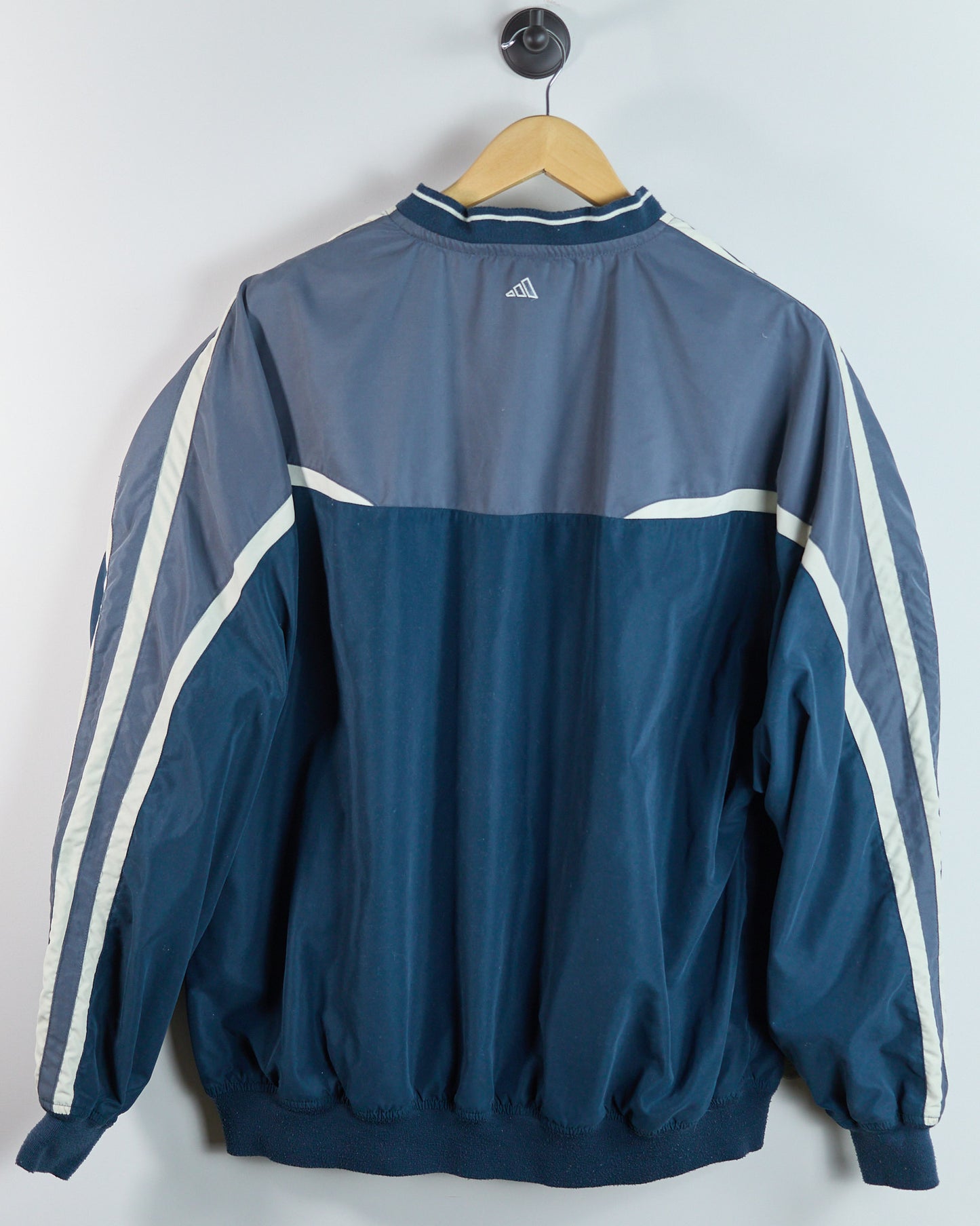 90s Adidas Golf Dark Blue/Grey V Neck Windbreaker (XL)
