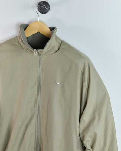 90s Nike Golf Beige and Green Zip Up Fleece (XL)