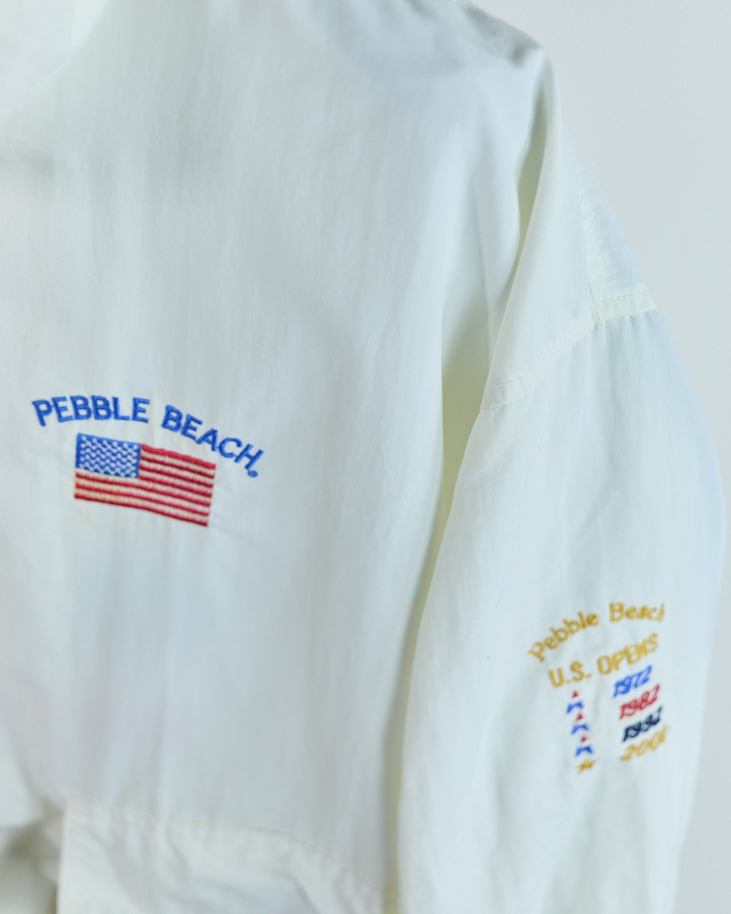 90s Starbus Windbreaker Jacket White Pebble Beach, 1992 Full Zip Jacket (XL)