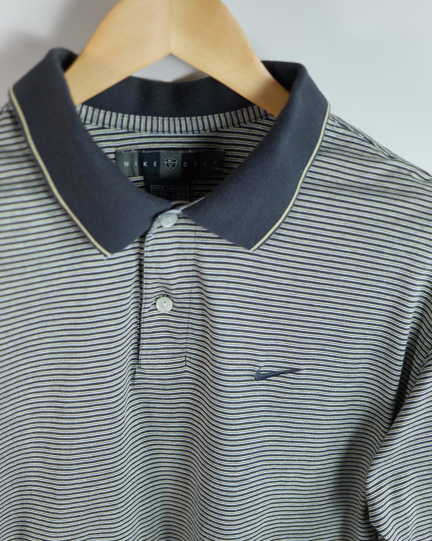 90s Nike Golf Black and White Stripe Polo (M)