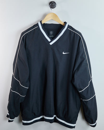 Late 80s to early 90s Nike Golf Black/White V Neck Windbreaker (XL)