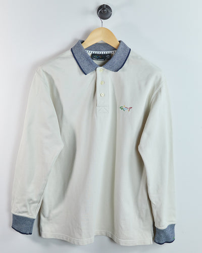 90s Greg Norman Cream Long Sleeve Polo (M)