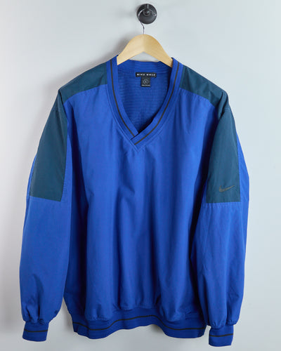 80s to early 90s Nike Golf Blue V Neck Windbreaker (L)