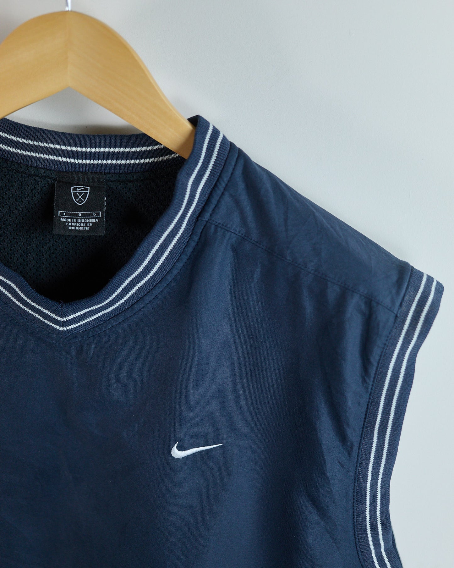 90s Nike Golf Blue/White V Neck Windbreaker Vest (L)