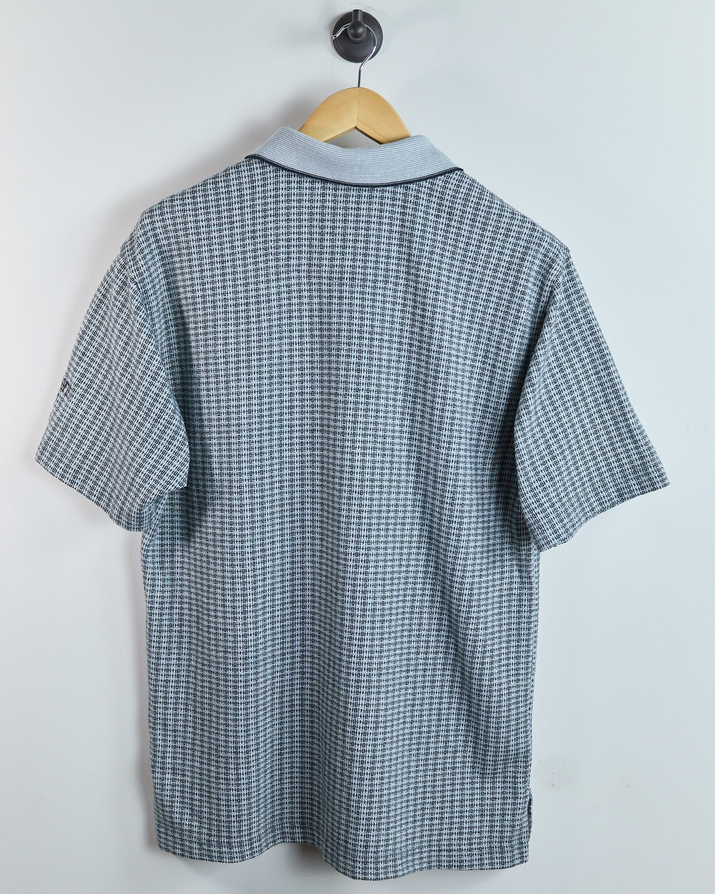 90s Ashworth Light Grey/Dark Charcoal Pattern Polo (M)