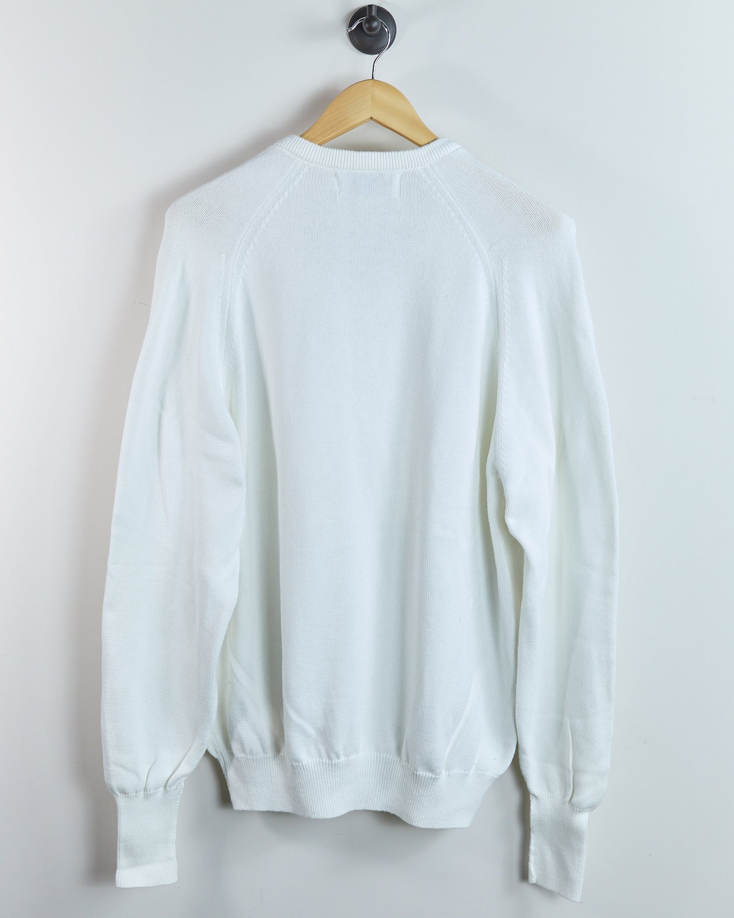 80s Pebble Beach White Pebble Beach V Neck Jumper (XL)
