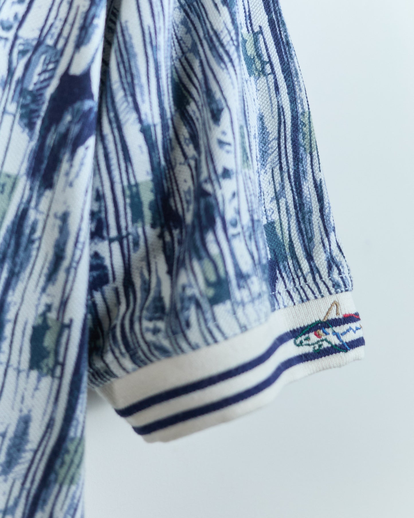 90s Greg Norman White/Navy Pattern Polo (S but larger)
