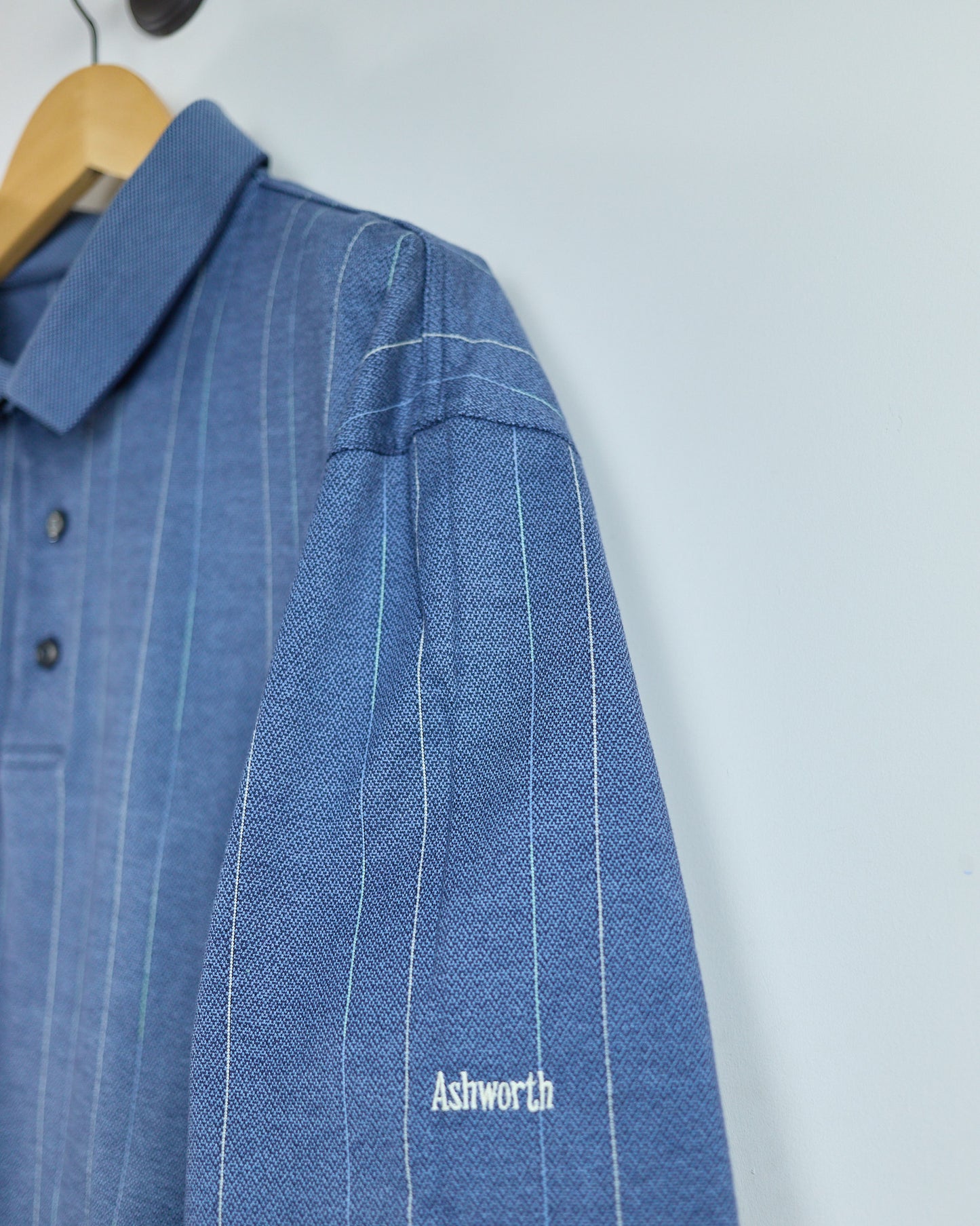 90s Ashworth Blue Stripe Weave Polo (XL)