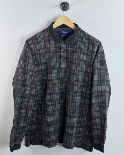 80s to early 90s Izod Charcoal/Cream Polo (L)
