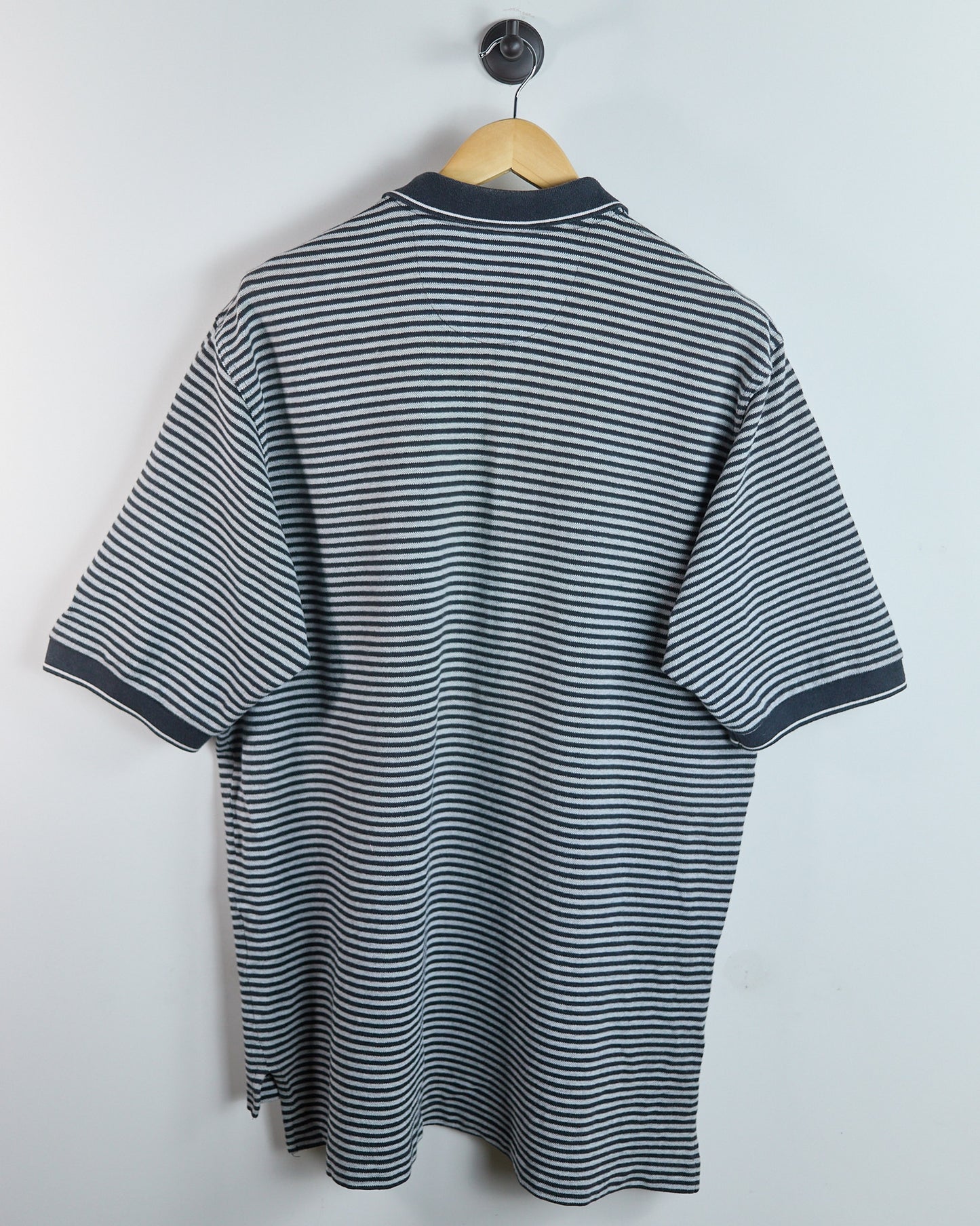 90s to early 00s Nike Golf Tiger Woods Yin Yang Black/White Stripe Zip Up Polo (XL)