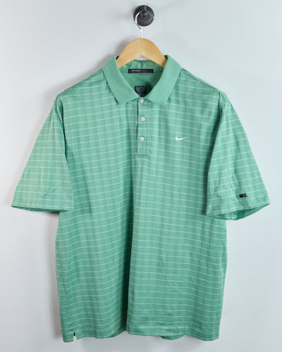 00s Nike Golf Tiger Woods Green/White Polo (XL)