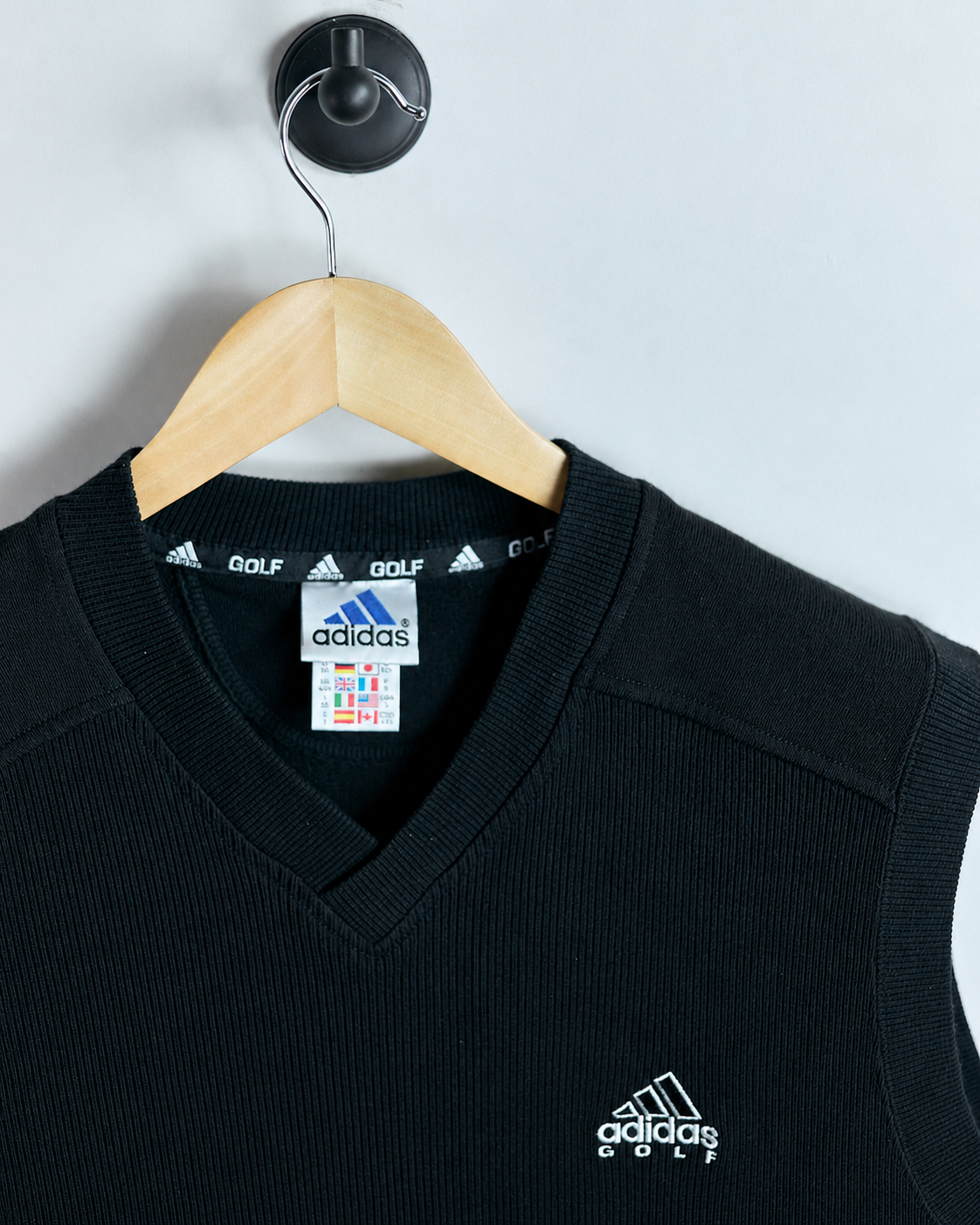 90s Adidas Golf Black V Neck Vest (XL)