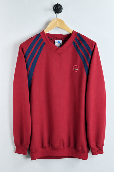 90s Adidas Red V Neck Windbreaker (XL)