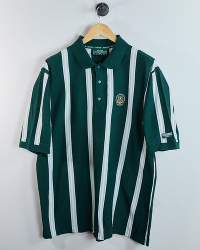 1999 Slazenger Golf Green/White Stripe Pattern 81st PGA Championship Medinah Polo (XL)
