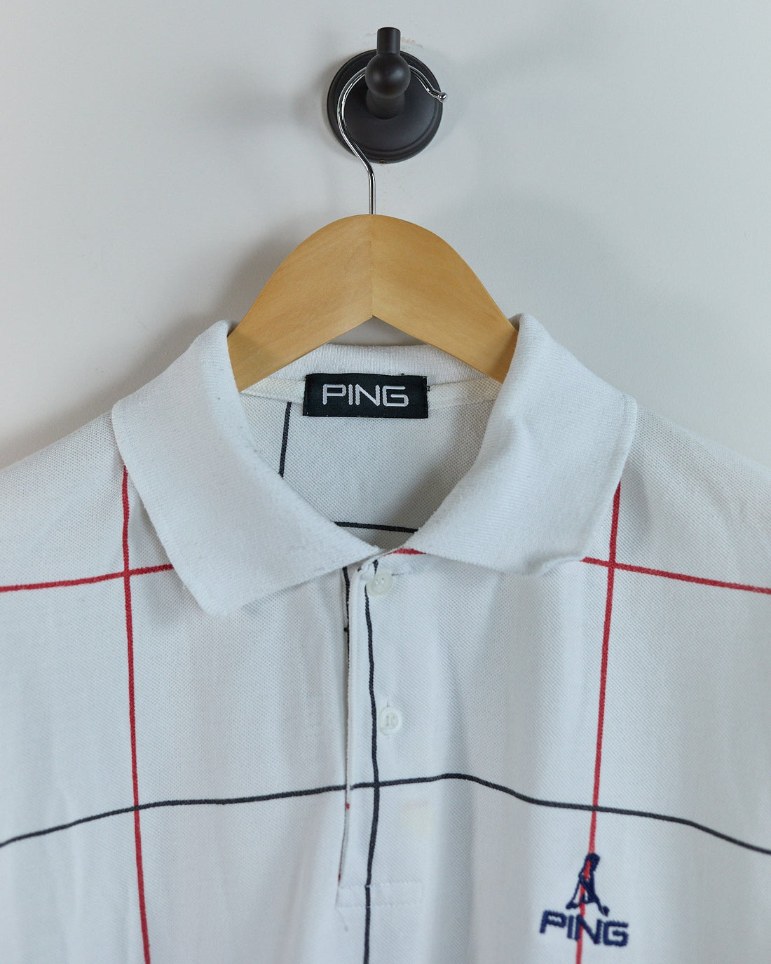 Vintage Mr. PING golfer logo embroidered on PING golf clothing