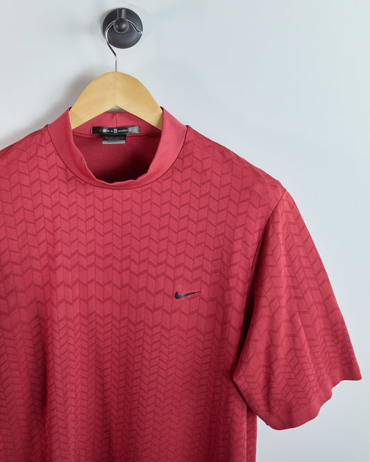 Tiger Woods-era vintage Nike Golf outfit polo with a red mock-neck shirt