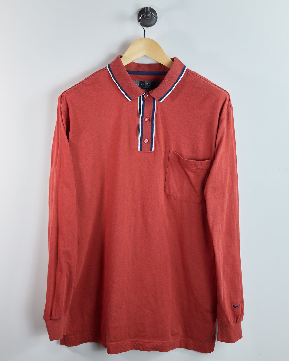 Early 90s Nike Golf Shield Logo Orange Long Sleeve Polo (L)