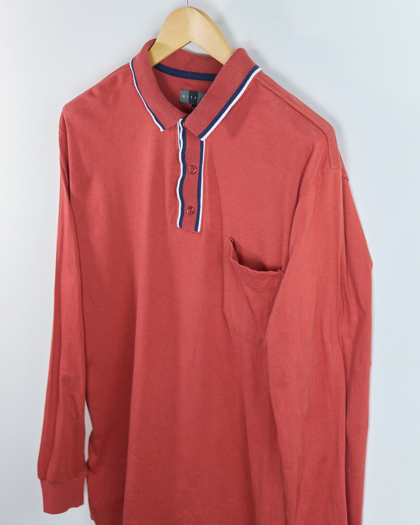 Early 90s Nike Golf Shield Logo Orange Long Sleeve Polo (L)