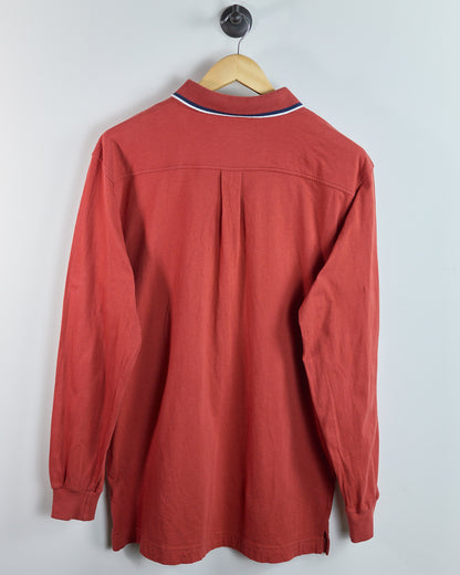 Early 90s Nike Golf Shield Logo Orange Long Sleeve Polo (L)
