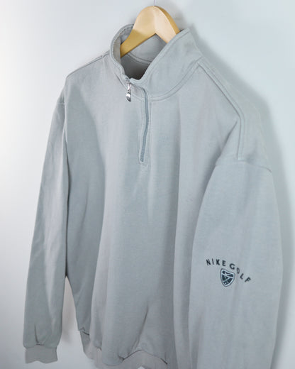 90s Nike Golf Shield Grey Quarter Zip Jumper (L)