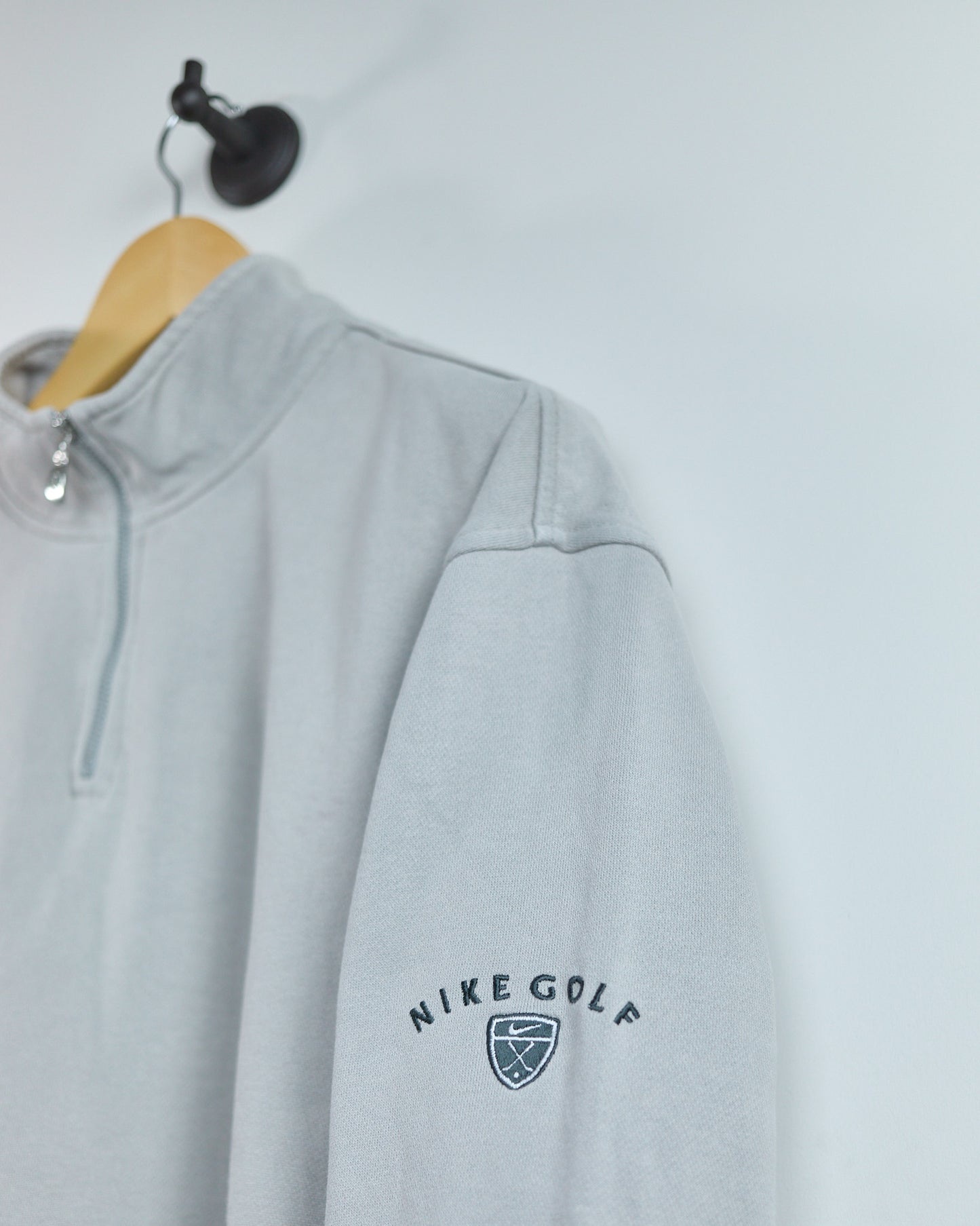 90s Nike Golf Shield Grey Quarter Zip Jumper (L)