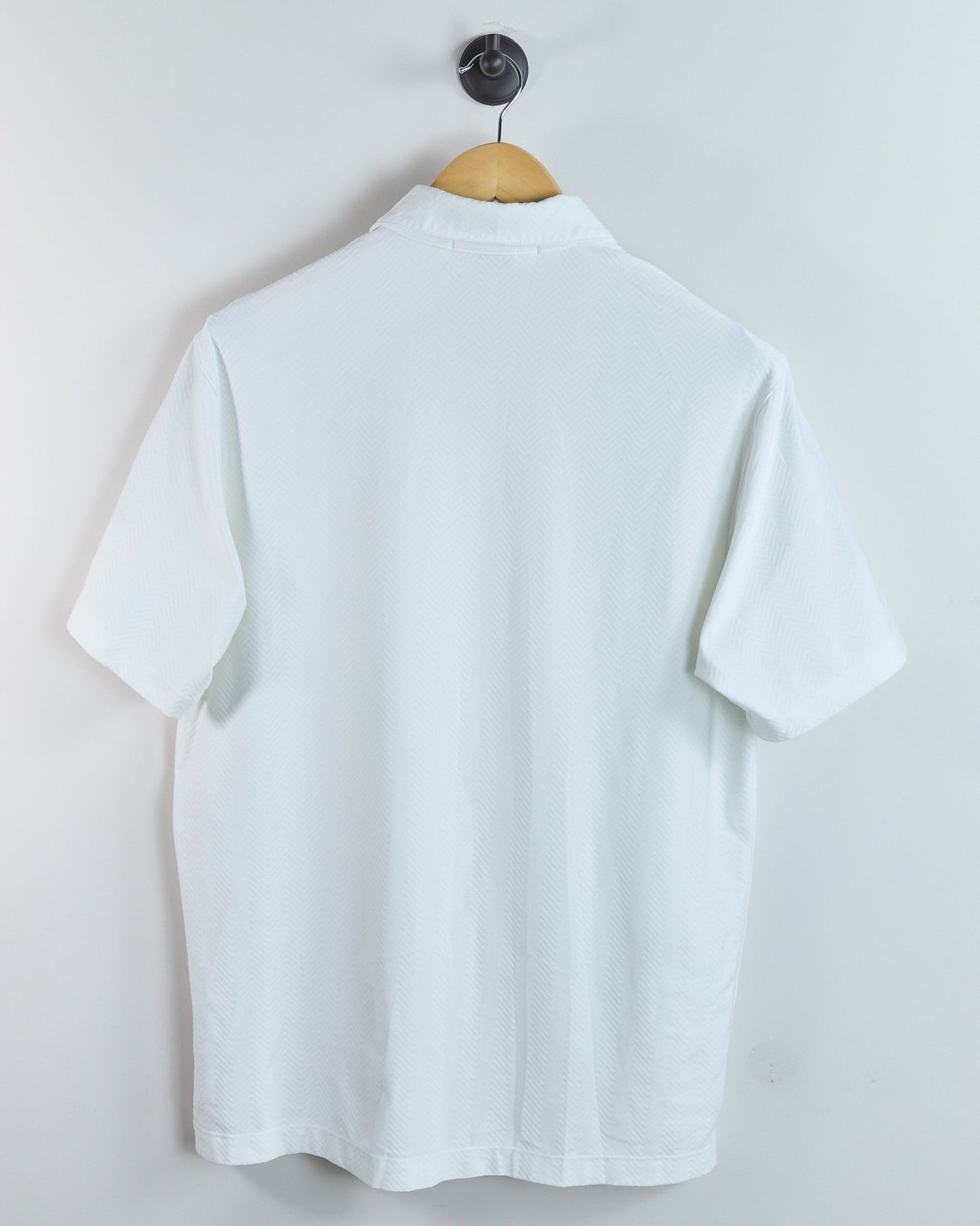 90s to early 00s Nike Golf Tiger Woods White/Green Stripe Polo (M)