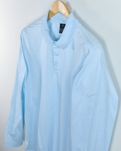 Early 00s Nike Golf Shield Logo Baby Blue Long Sleeve Polo (L)