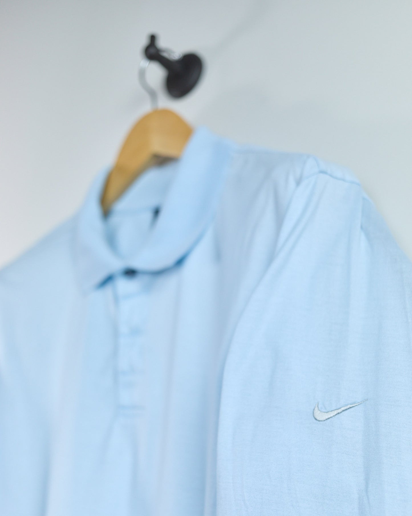 Early 00s Nike Golf Shield Logo Baby Blue Long Sleeve Polo (L)
